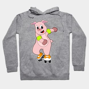 Pig as Skater with Inline skates Hoodie